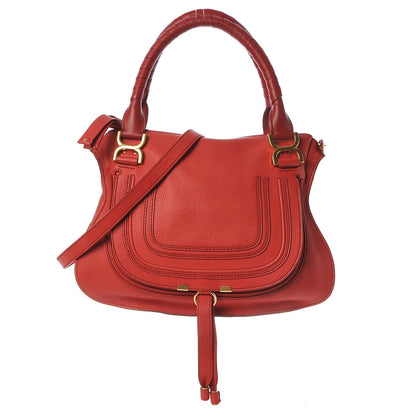 Chloe Calfskin Medium Marcie Satchel Plaid Red 1 of 8