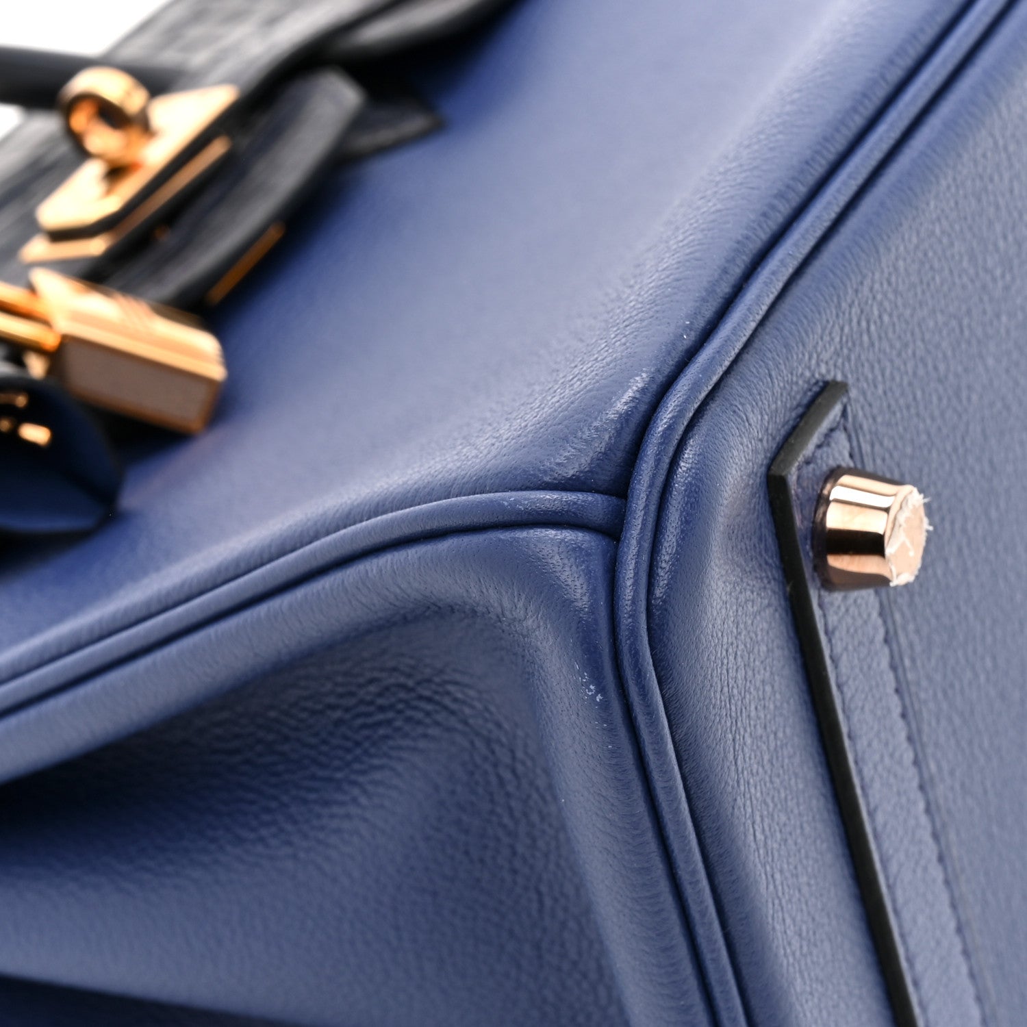 Hermes Taurillon Novillo Matte Alligator Birkin Touch 25 Bleu Saphir Bleu Marine 10 of 13