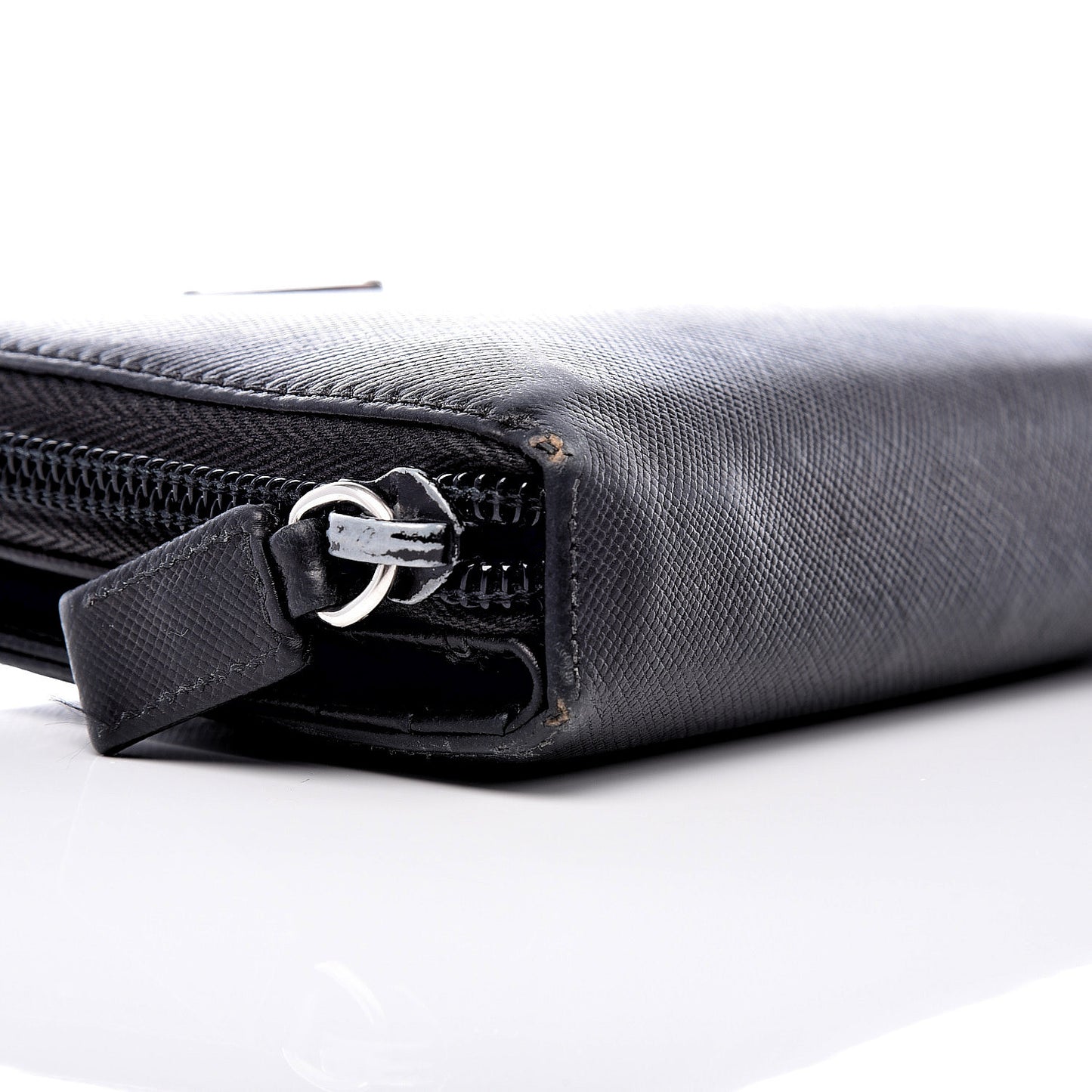 Saffiano Compact Zip Around Wallet Black