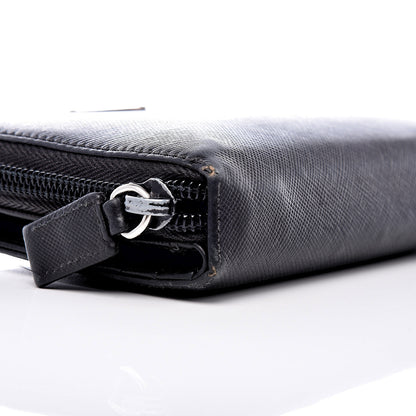 Prada Saffiano Compact Zip Around Wallet Black 11 of 14