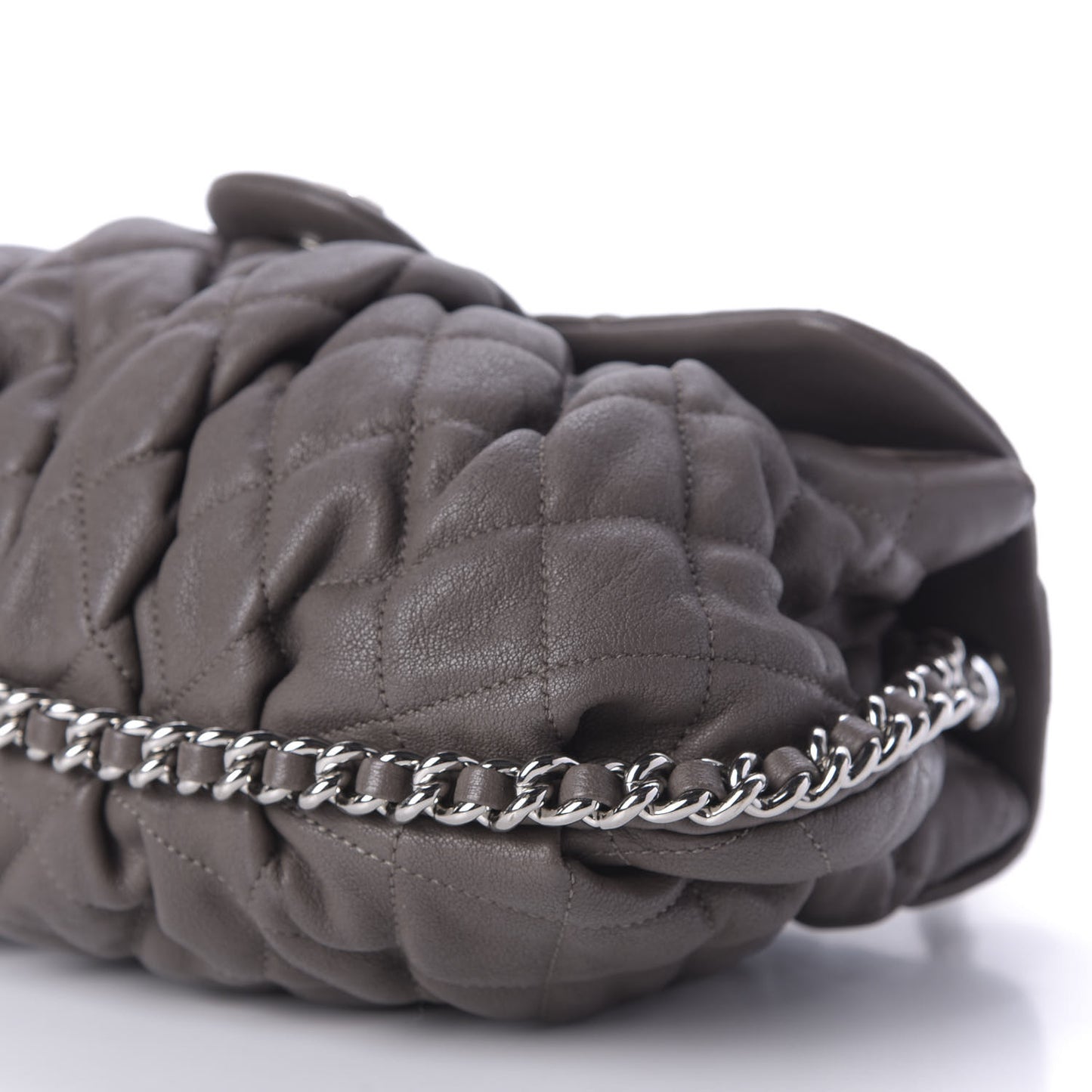 Washed Lambskin Quilted Medium Chain Around Flap Taupe