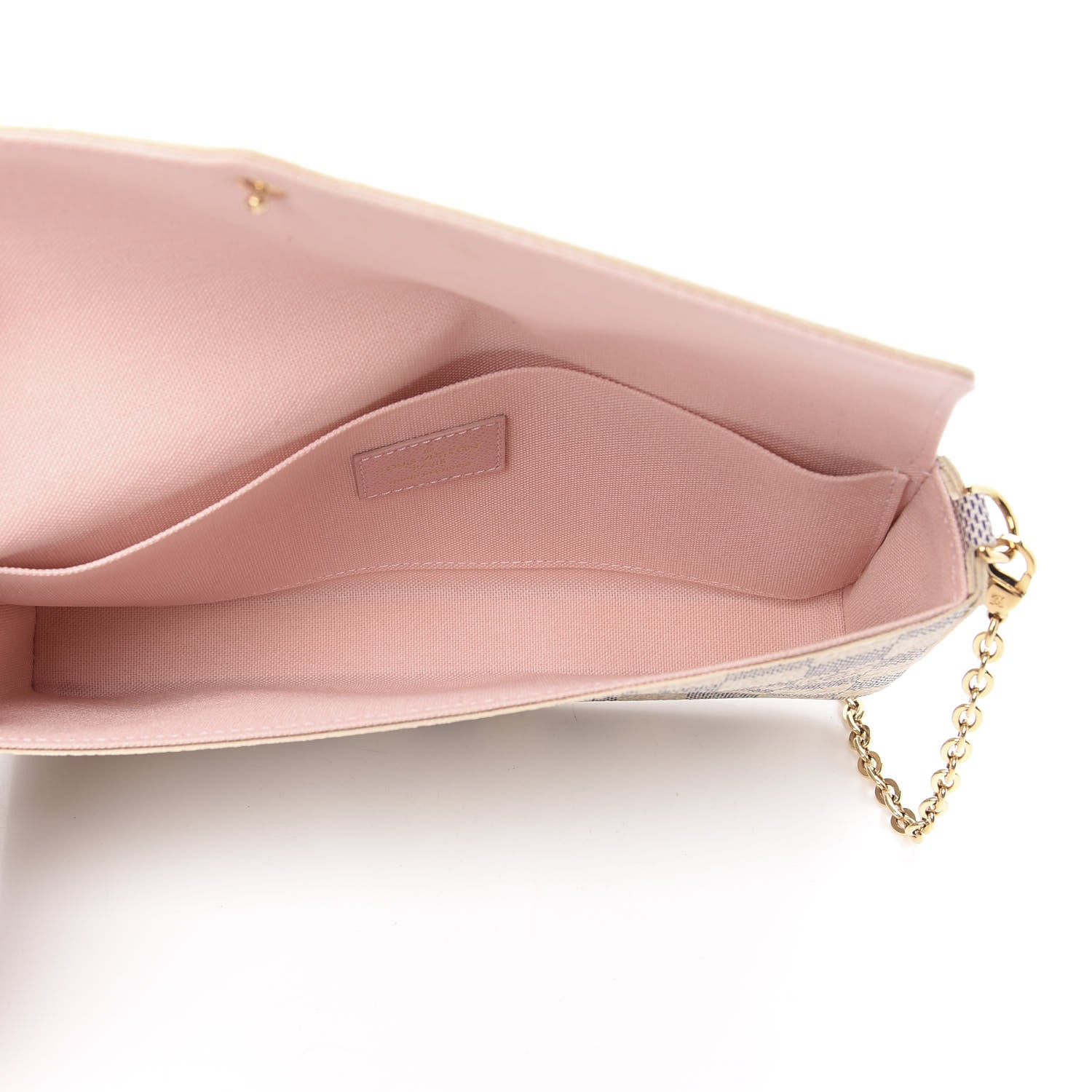 Louis Vuitton Damier Azur Pochette Felicie Chain Wallet Rose Ballerine 7 of 13