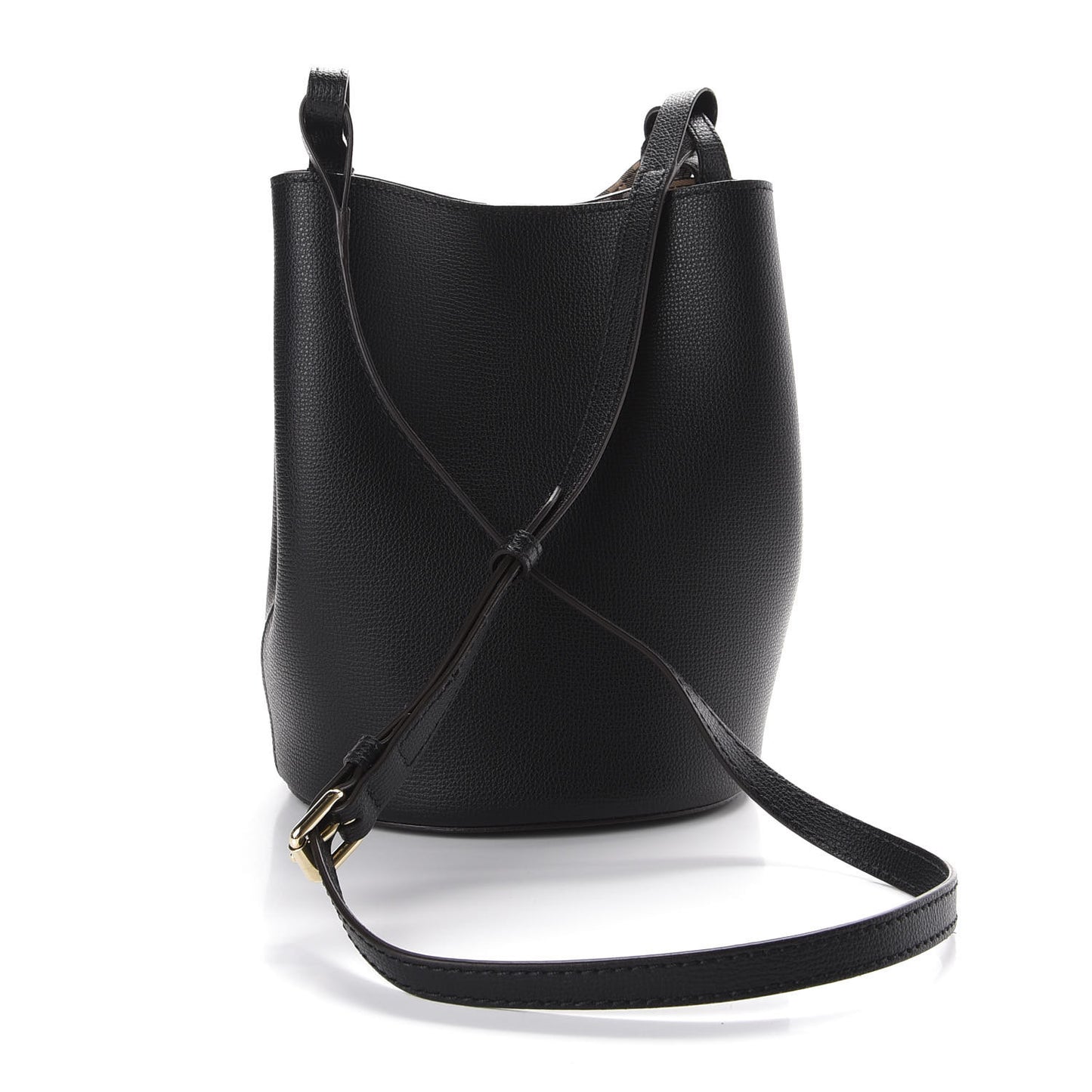London Grainy Calfskin Small Lorne Bucket Crossbody Black