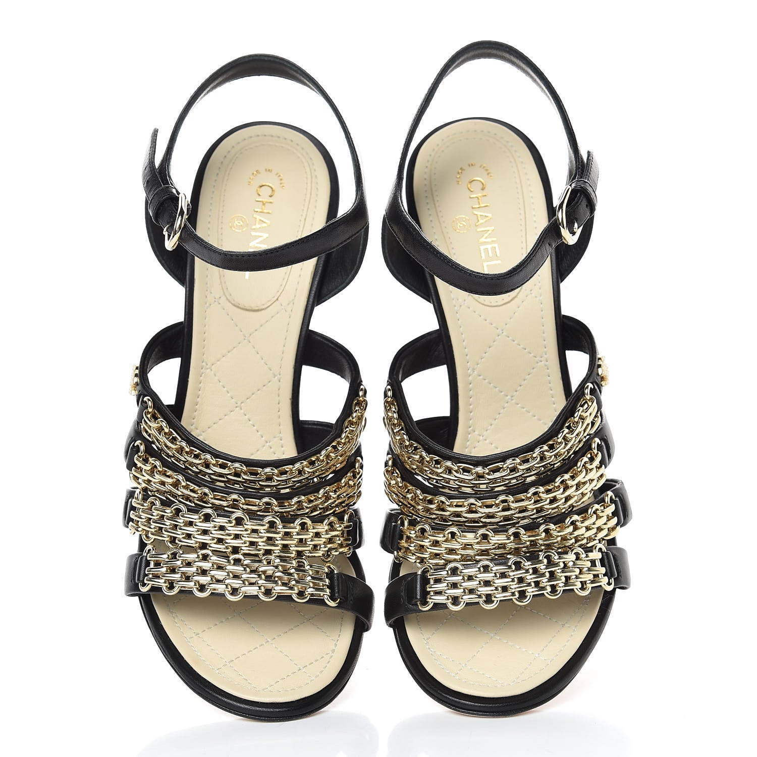Chanel Lambskin Reissue Chain Sandals 38.5 Black 5 of 11