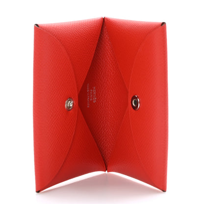Hermes Epsom Calvi Card Case Rouge De Coeur 5 of 9
