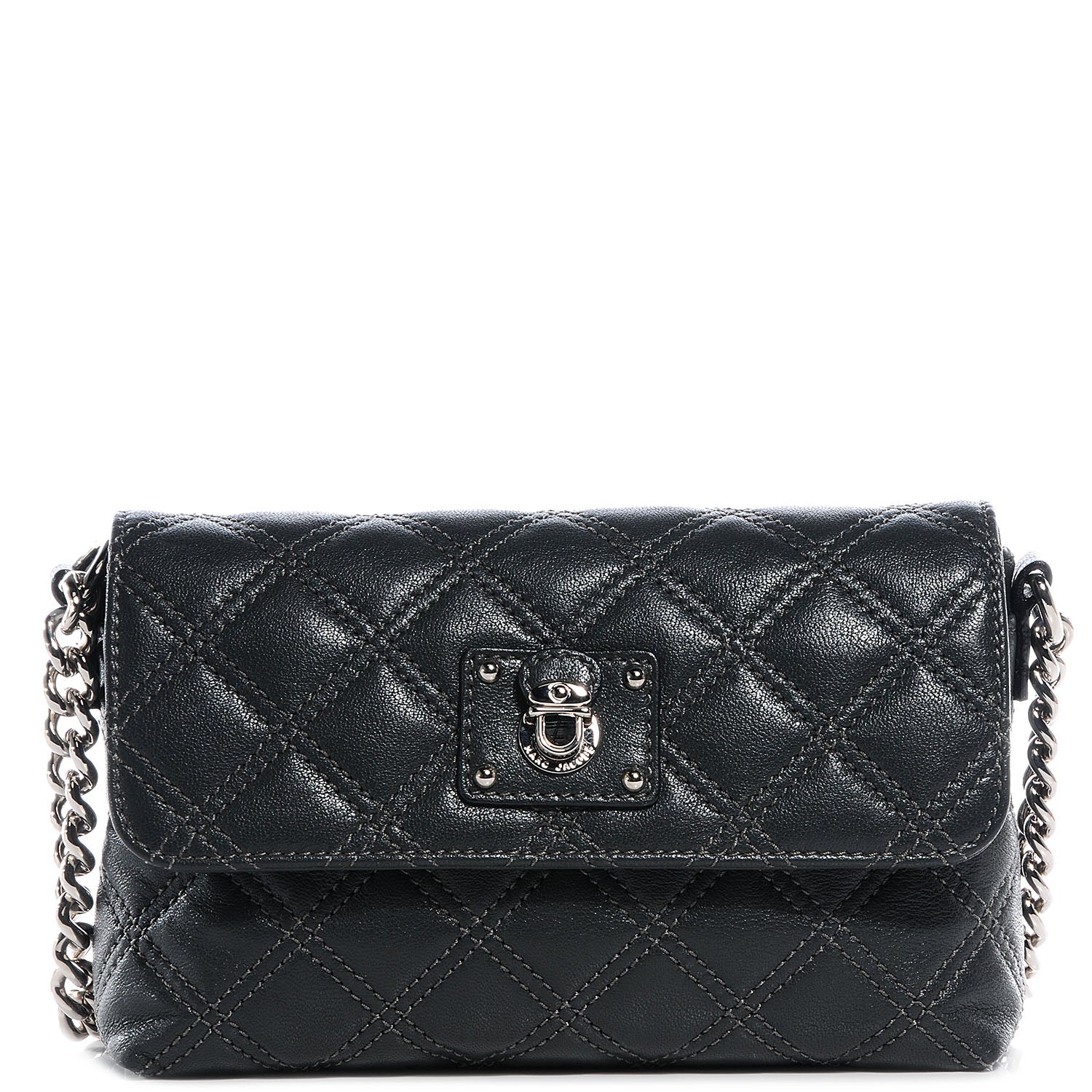 Marc Jacobs Leather Quilted The Single Grey 1 of 10