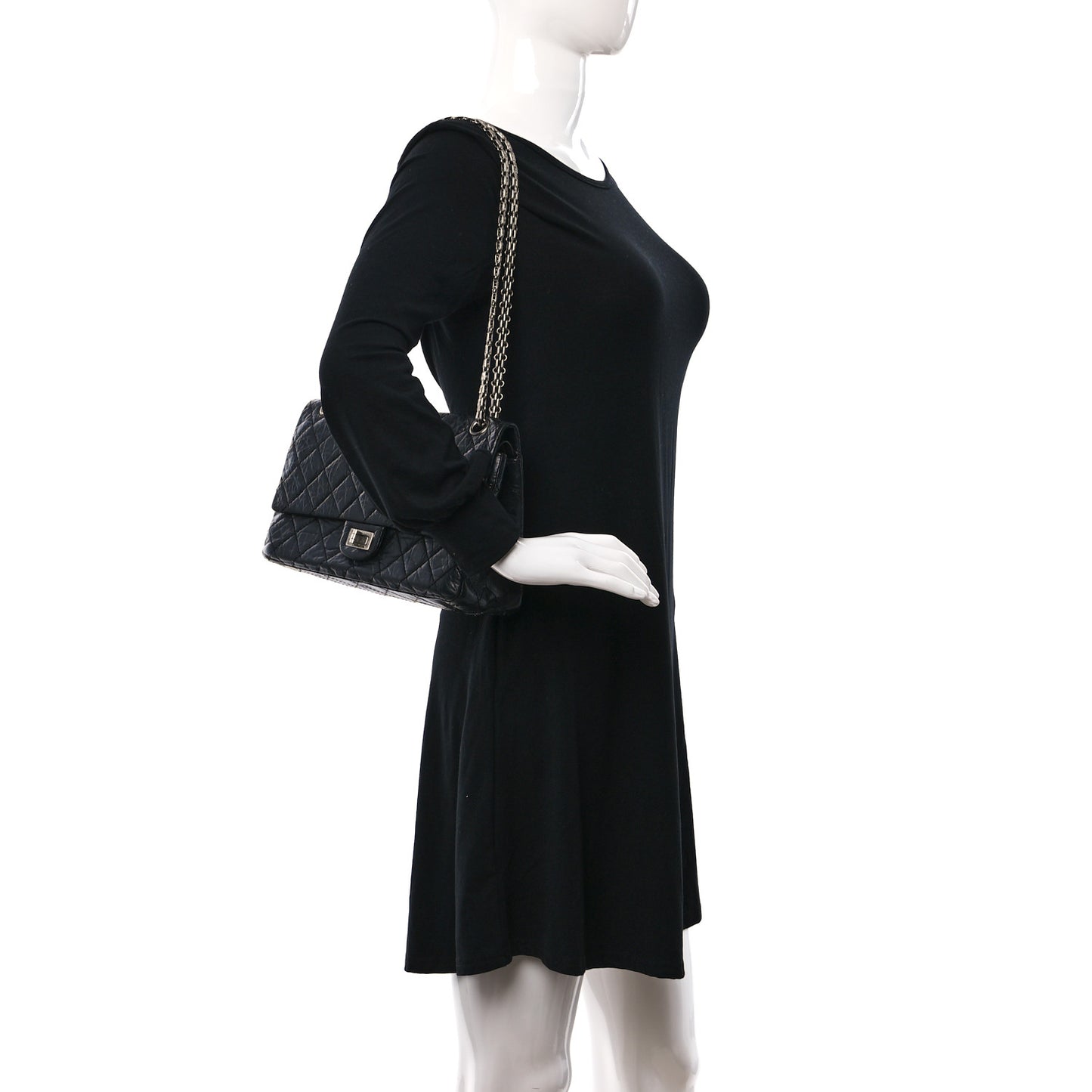 Aged Calfskin Quilted 2.55 Reissue 226 Flap Black