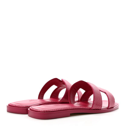 Hermes Lizard Oran Sandals 36 Fuchsia 4 of 7