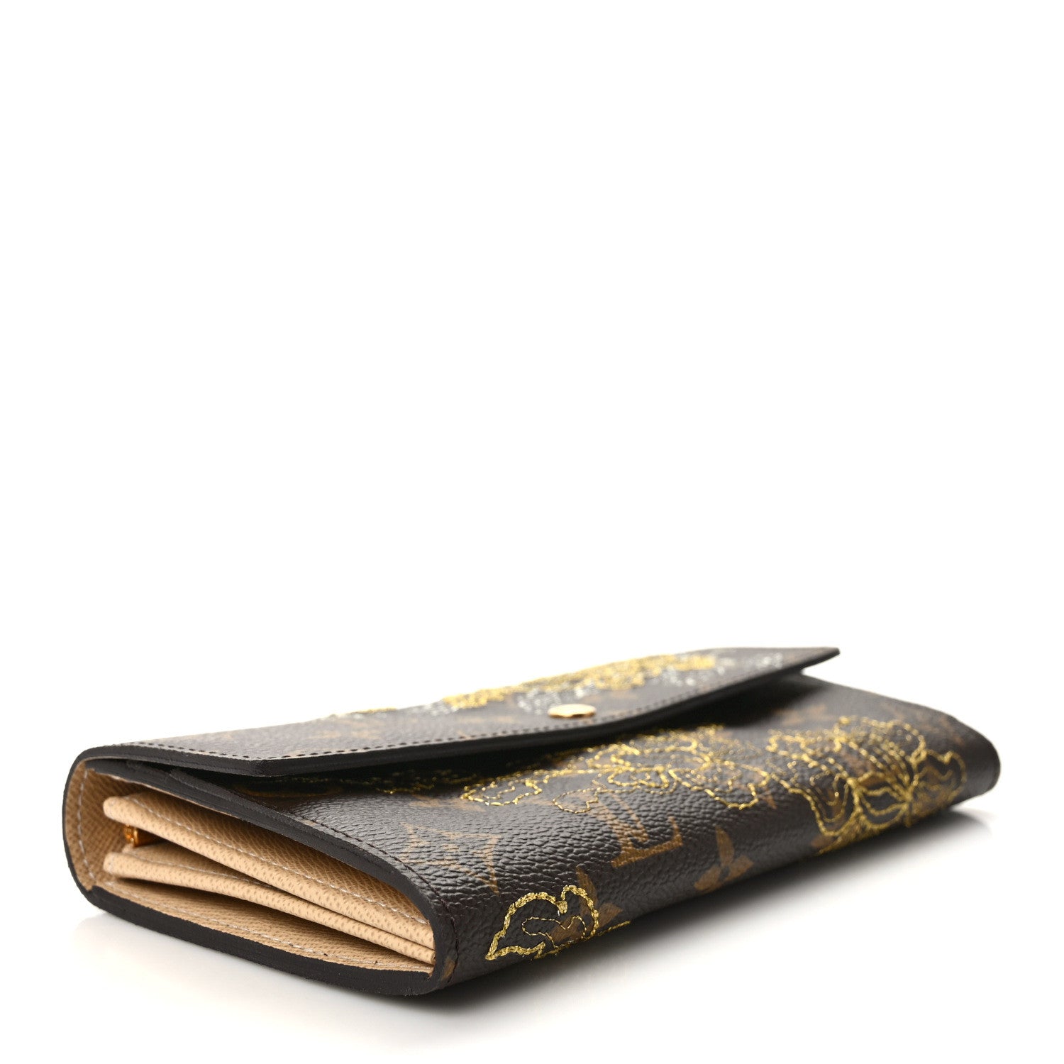 Louis Vuitton Monogram Dentelle Sarah Wallet Gold 4 of 9