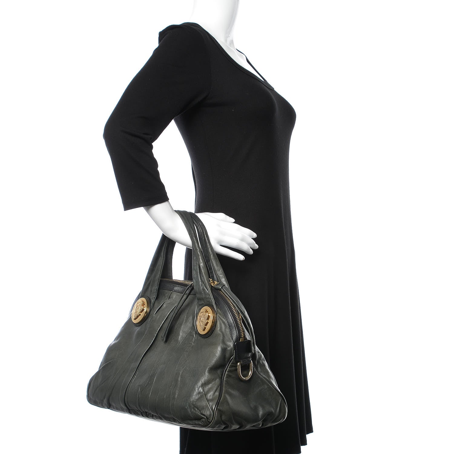 Gucci Calfskin Medium Hysteria Top Handle Bag Dark Green 2 of 12