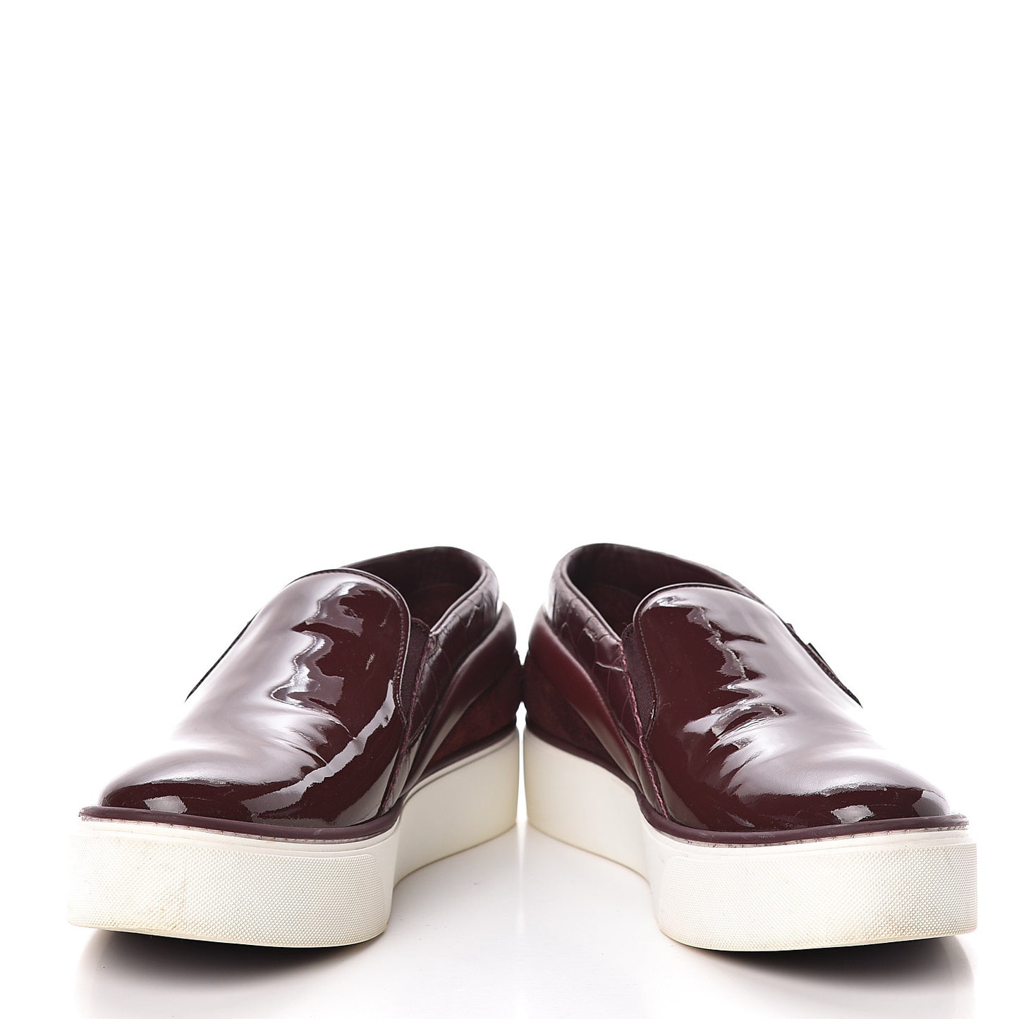 Alligator Patent Calfskin Catwalk Slip On Sneakers 36 Bordeaux
