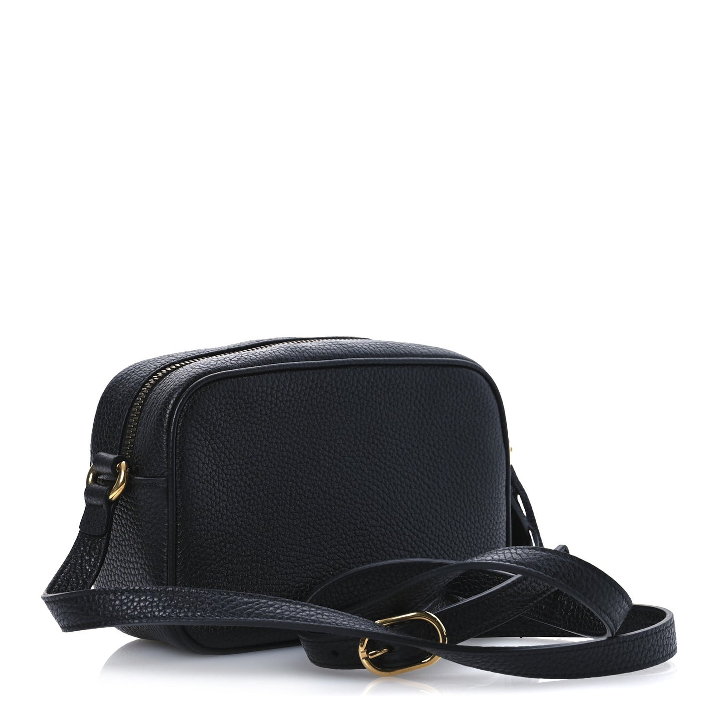 Pebbled Calfskin Small Soho Disco Bag Black