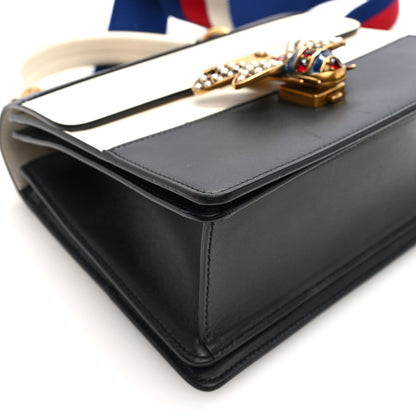 Gucci Calfskin Sylvie Web Small Queen Margaret Top Handle Bag Black White 9 of 10