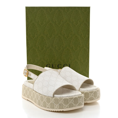 Gucci GG Supreme Monogram Granada Kid Angelina Platform 35mm Slingback Sandals 41 White Mystic White 10 of 10