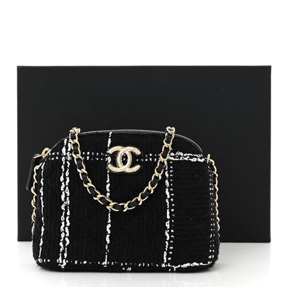 Chanel Tweed Quilted Mini Clutch With Chain Black White 11 of 11
