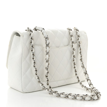 Chanel Caviar Quilted Jumbo Single Flap White 3 of 10