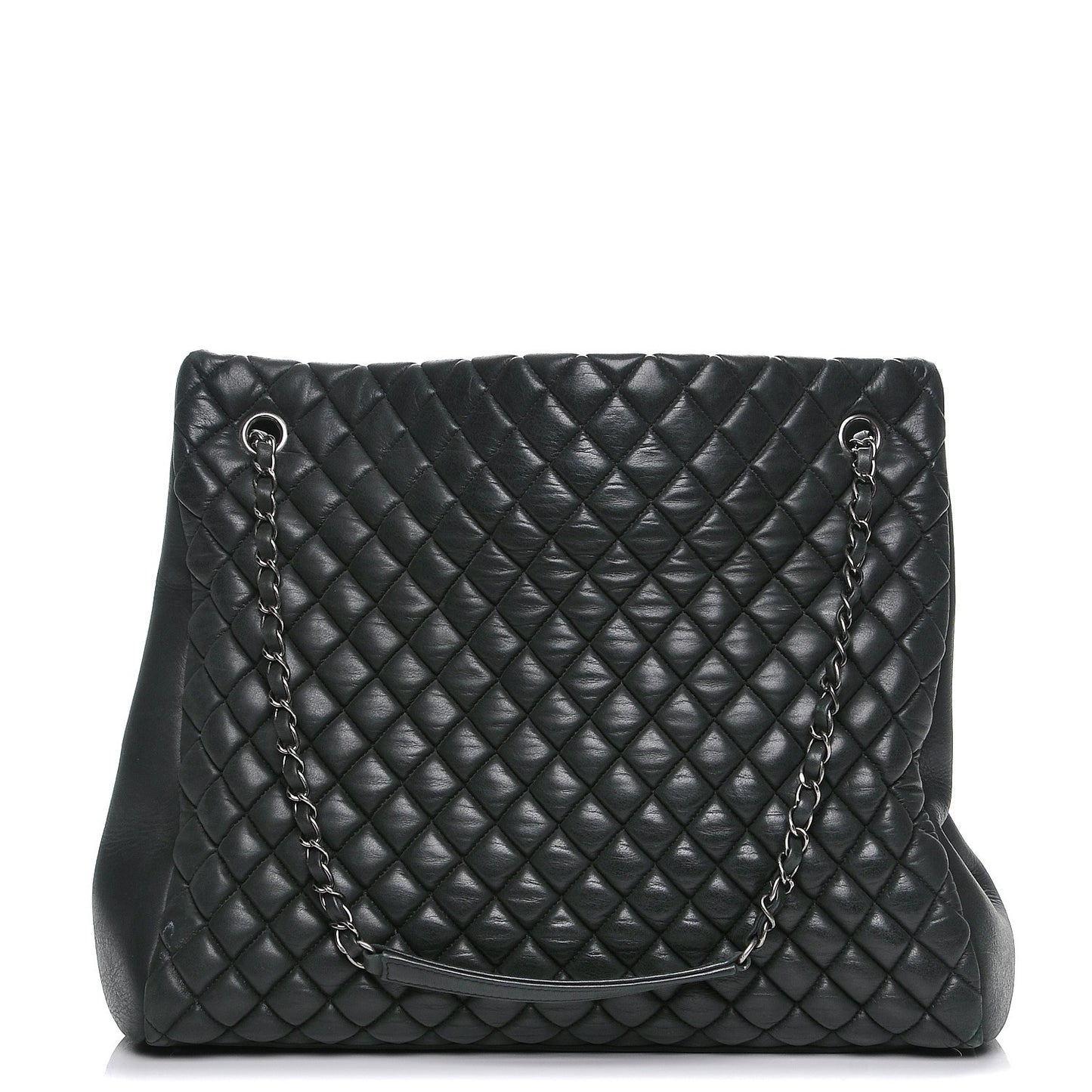 Iridescent Calfskin Quilted New Bubble North South Tote Dark Grey