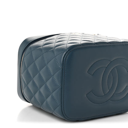 Chanel Caviar Quilted Large Vanity Pouch Blue 10 of 12