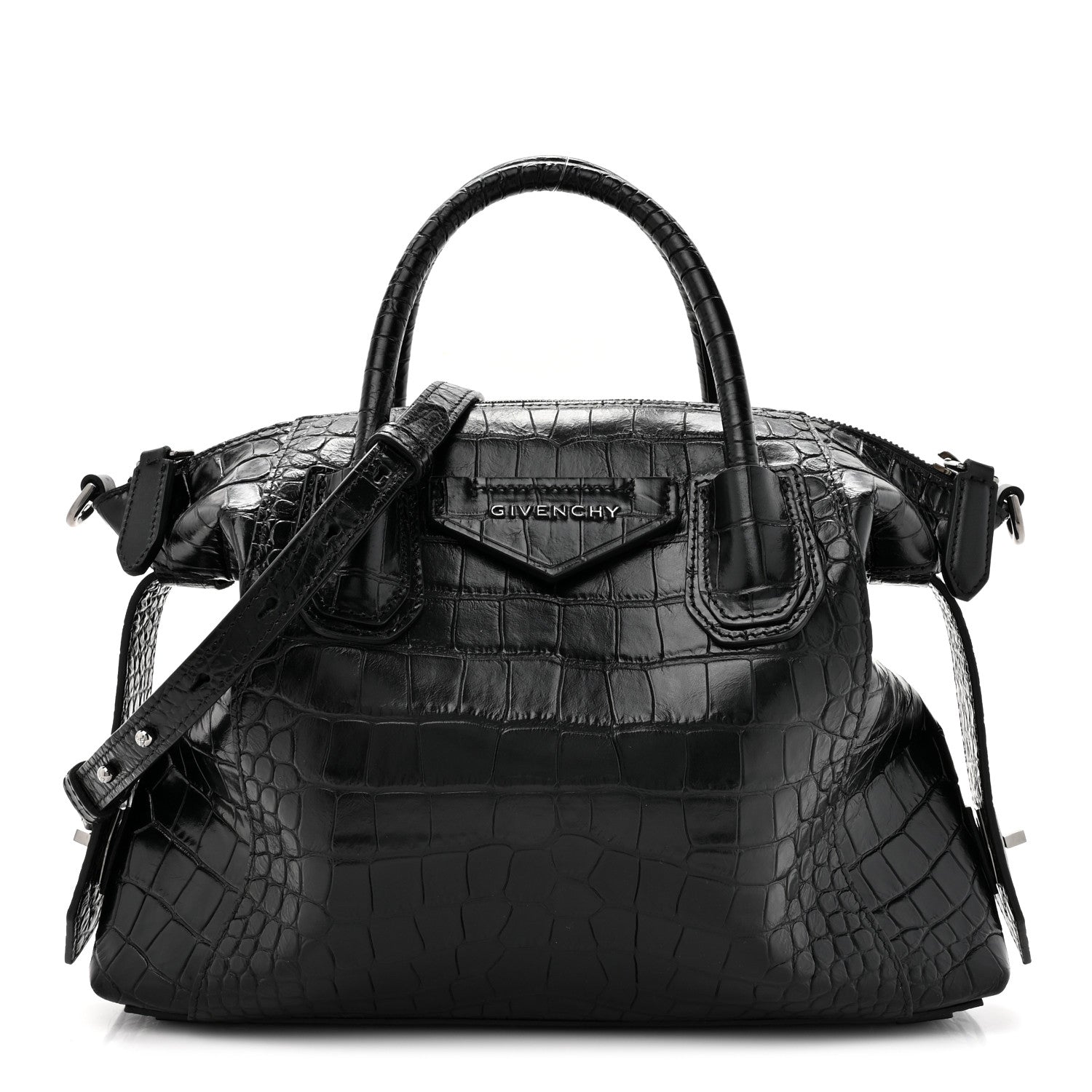 Givenchy Calfskin Crocodile Embossed Medium Soft Antigona Black 1 of 14