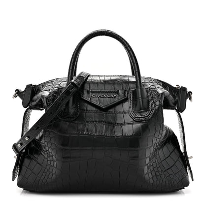 Givenchy Calfskin Crocodile Embossed Medium Soft Antigona Black 1 of 14