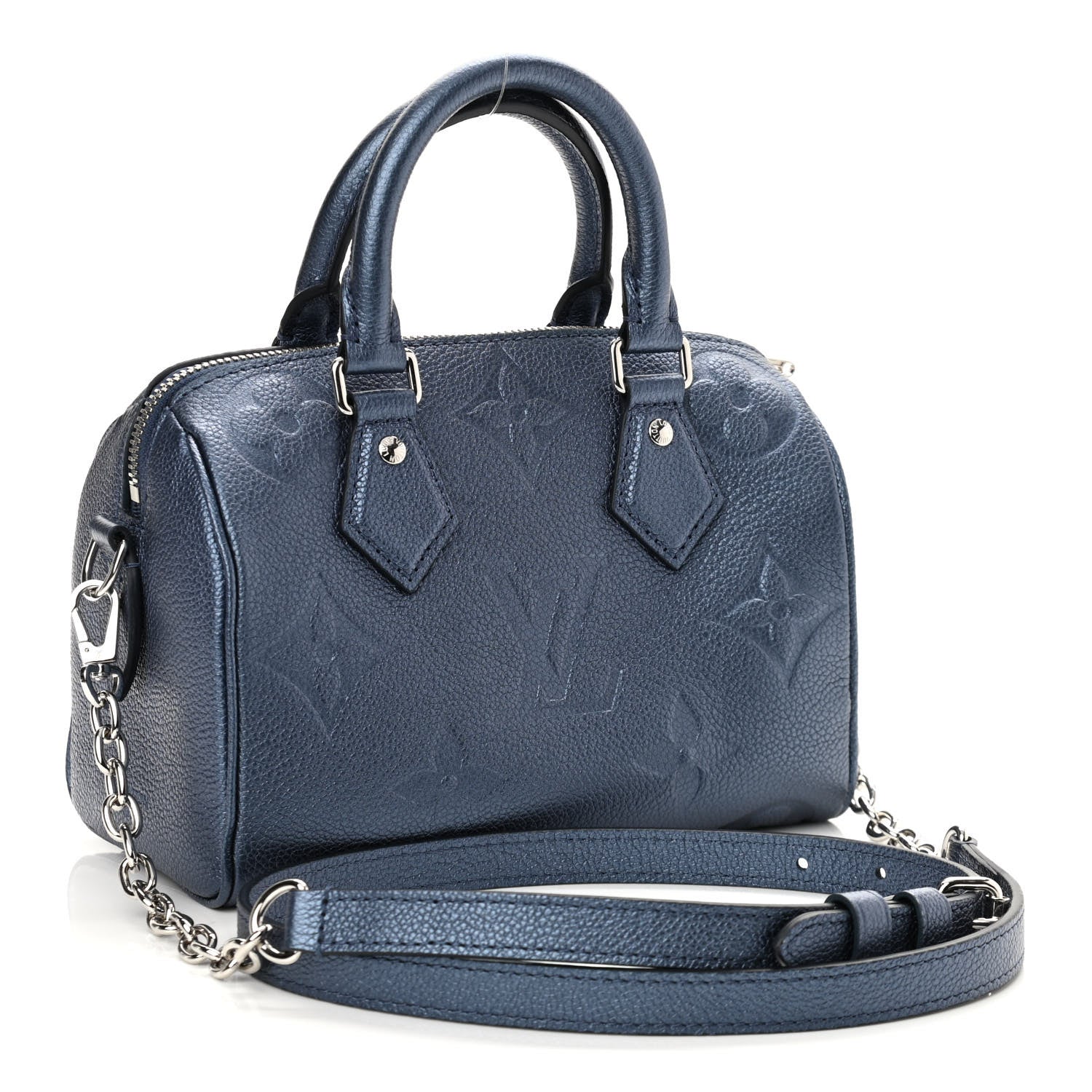 Louis Vuitton Metallic Empreinte Monogram Giant Speedy Bandouliere 20 Navy Nacre 3 of 10