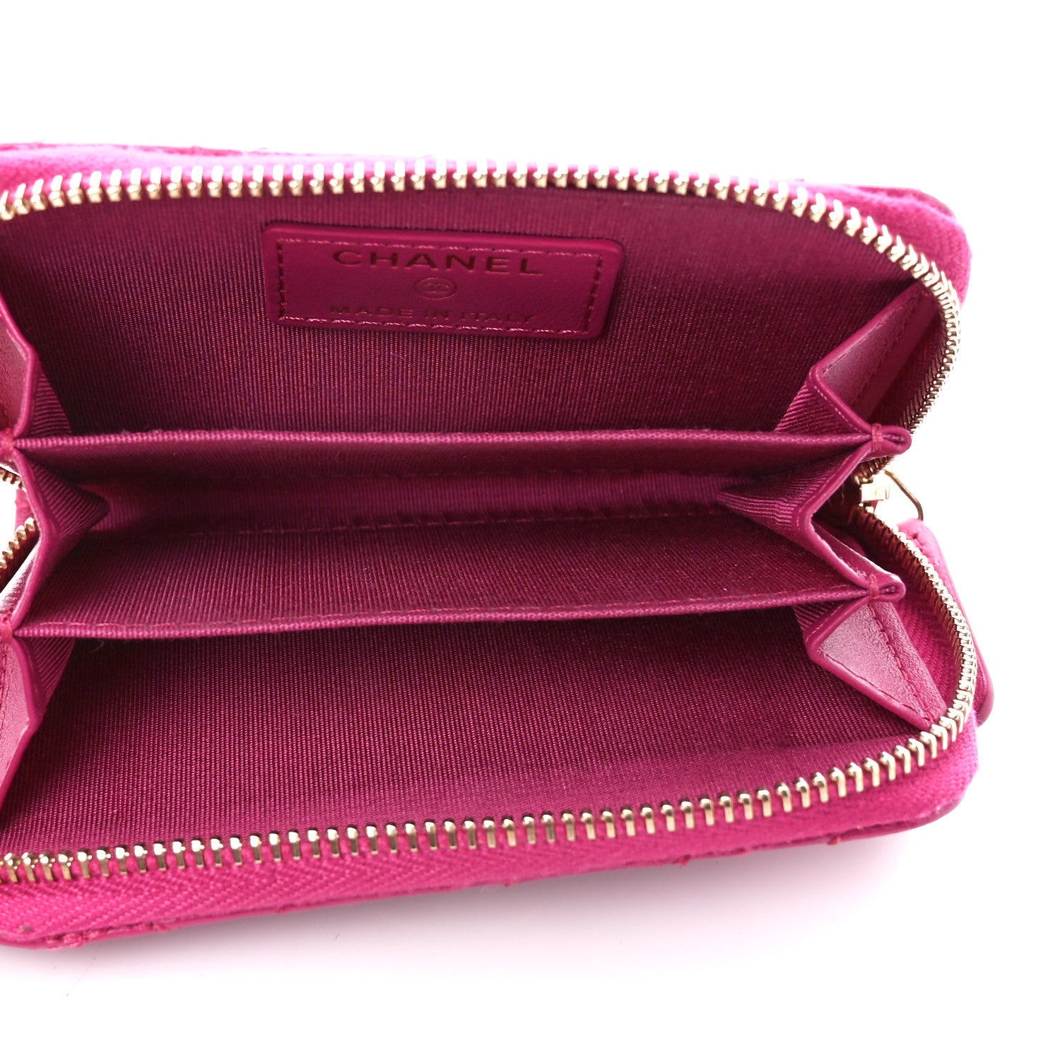 Chanel Lambskin Camellia Embossed Zip Coin Purse Fuchsia 5 of 10