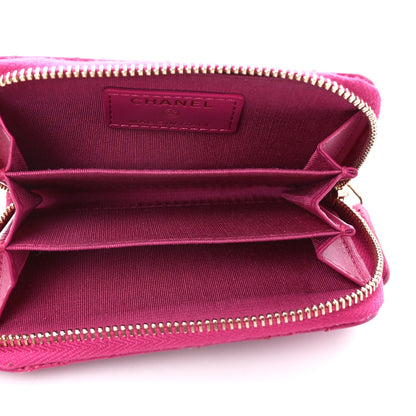 Chanel Lambskin Camellia Embossed Zip Coin Purse Fuchsia 5 of 10