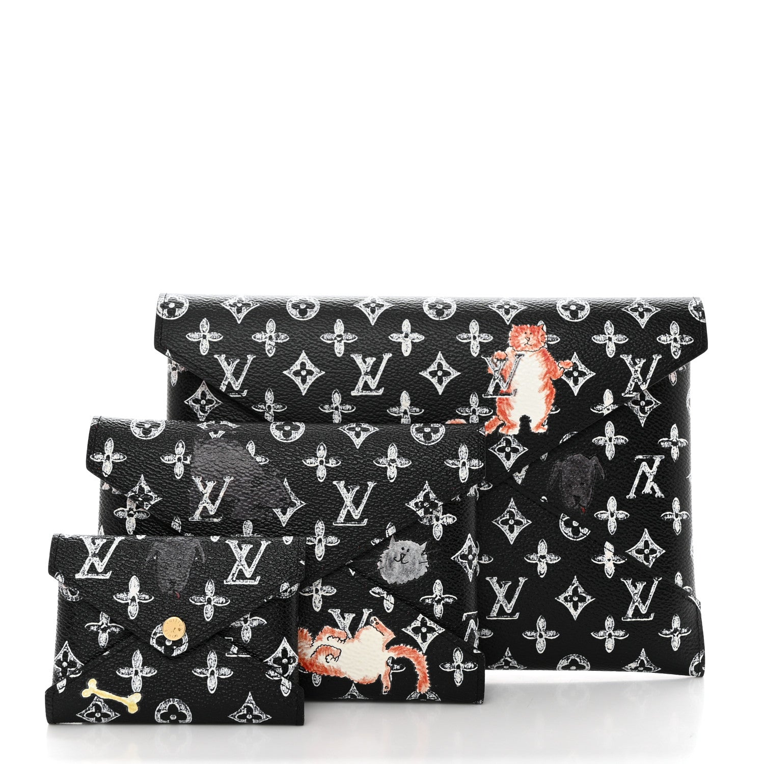 Louis Vuitton Catogram Kirigami Pochette Set Black 1 of 16