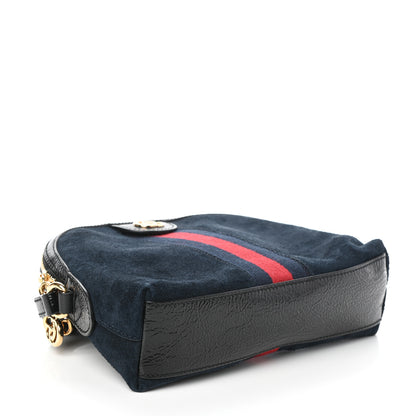 Gucci Suede Patent Web Small Ophidia Dome Shoulder Bag Blue Black 4 of 9