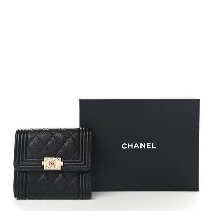 Chanel Caviar Quilted Compact Boy Wallet Black 8 of 8