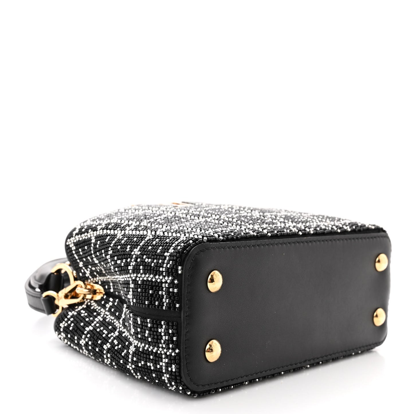 Bead Satin Embroidered Mini Capucines Black