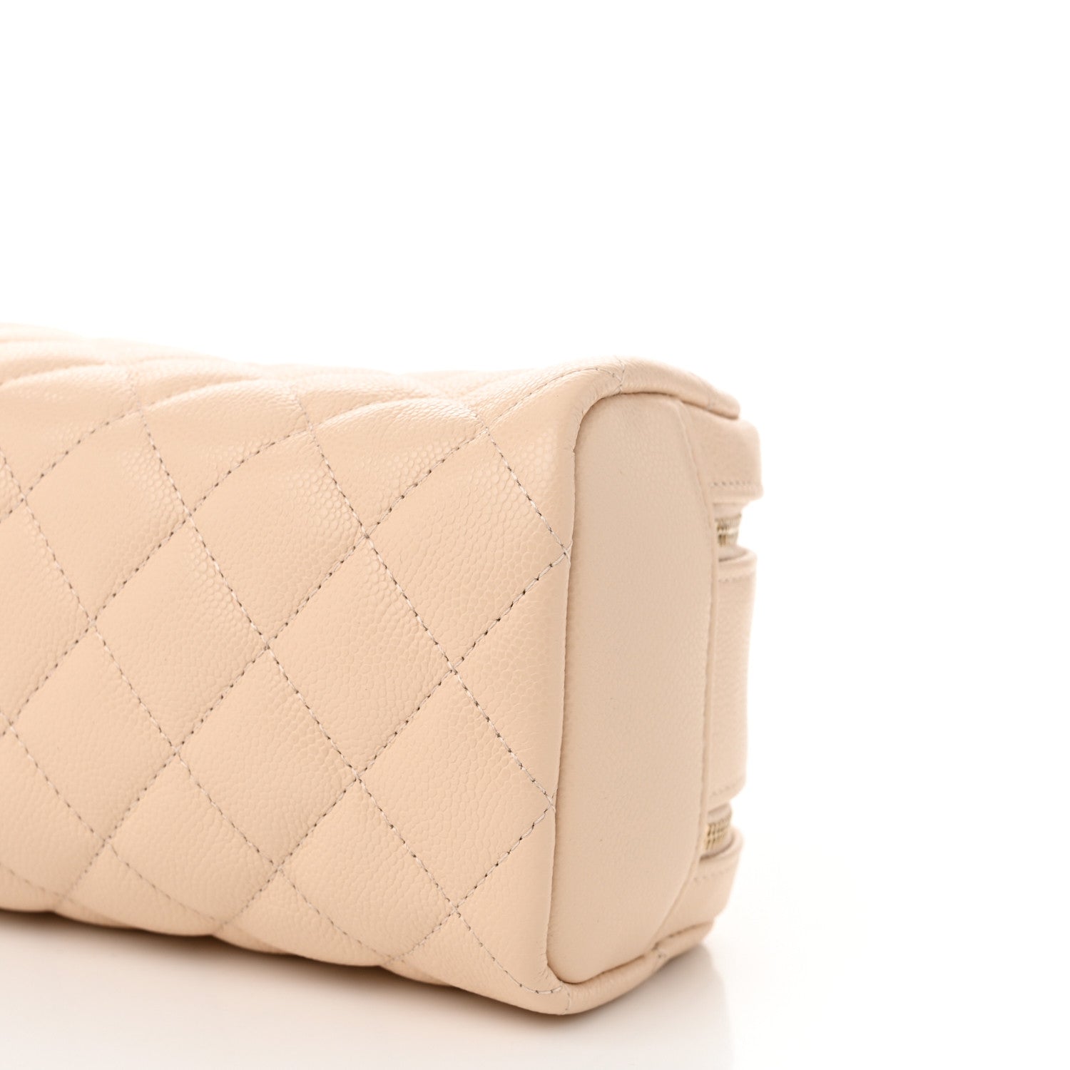 Chanel Caviar Quilted Toiletry Case With Chain Beige 10 of 11