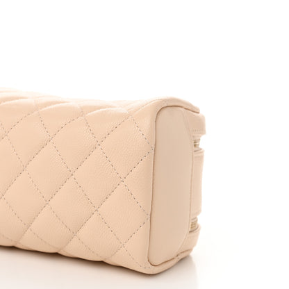 Chanel Caviar Quilted Toiletry Case With Chain Beige 10 of 11