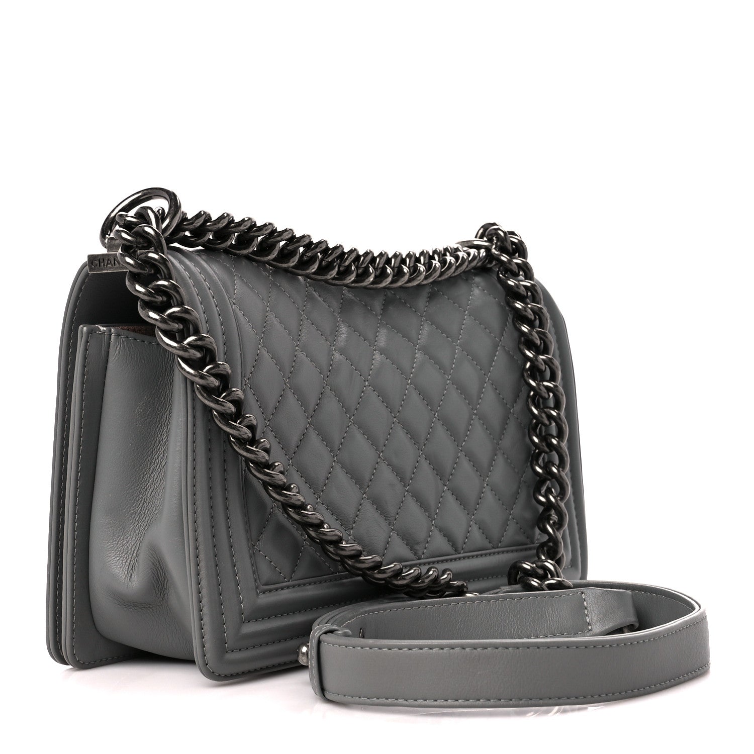 Chanel Lambskin Quilted Medium Boy Flap Grey 3 of 10