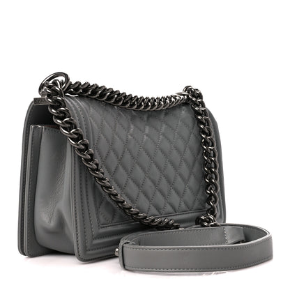 Chanel Lambskin Quilted Medium Boy Flap Grey 3 of 10