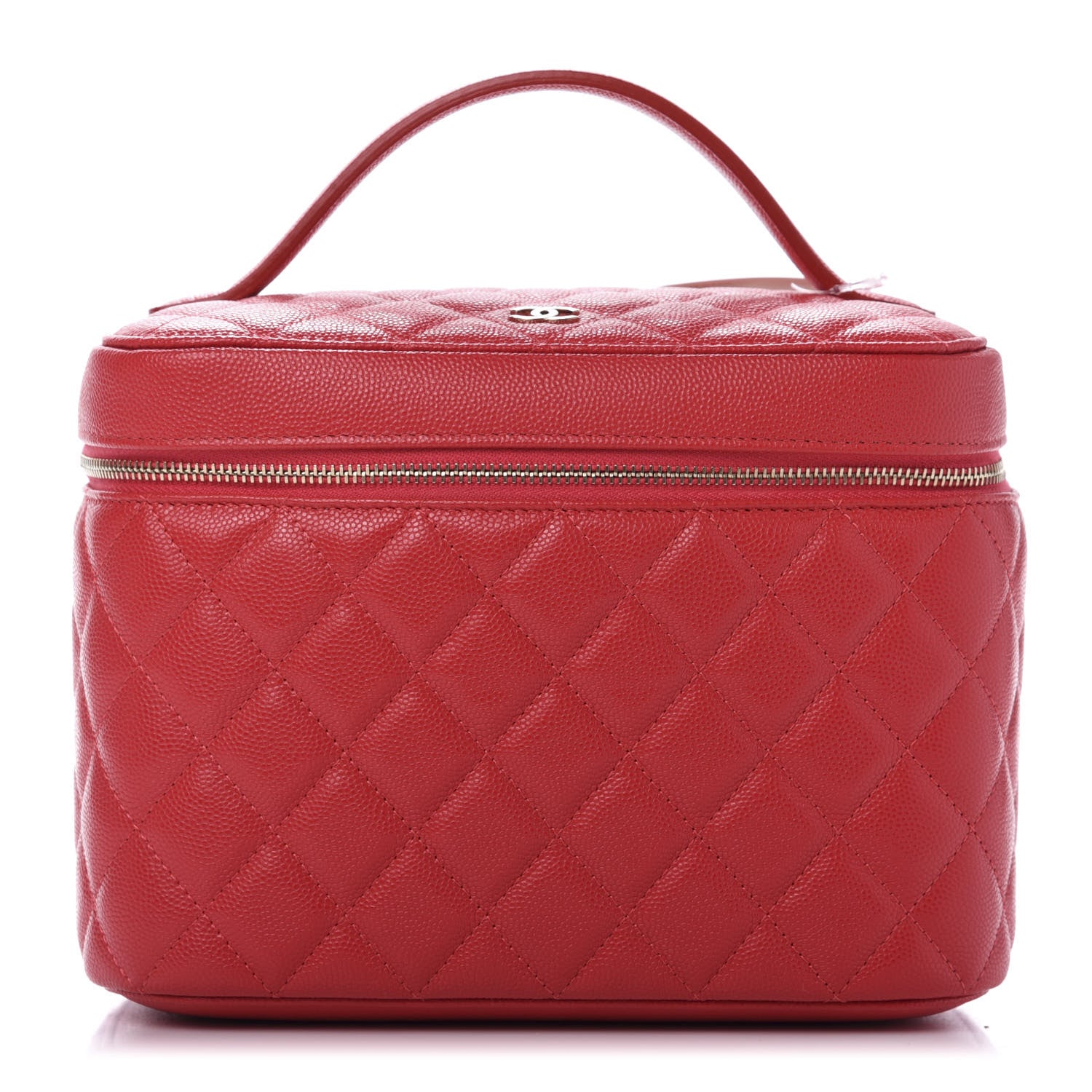 Chanel Grained Shiny Calfskin Quilted Large Vanity Pouch Red 1 of 11