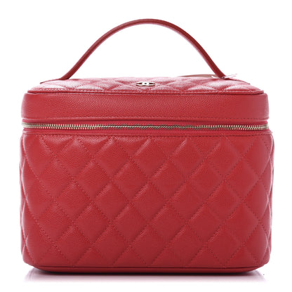 Chanel Grained Shiny Calfskin Quilted Large Vanity Pouch Red 1 of 11