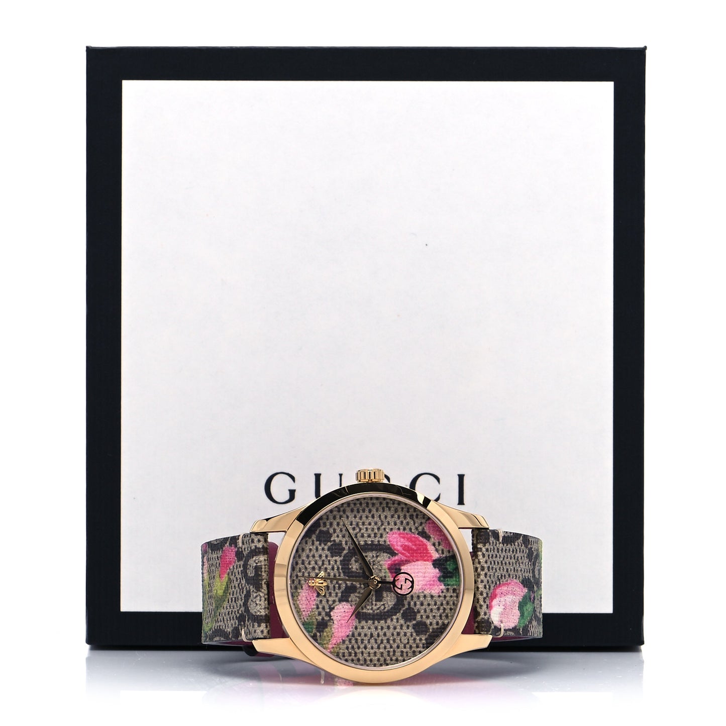 Stainless Steel Canvas 38mm G-Timeless Supreme GG Blooms Quartz Watch Brown