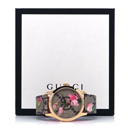 Gucci Stainless Steel Canvas 38mm G-Timeless Supreme GG Blooms Quartz Watch Brown 5 of 5