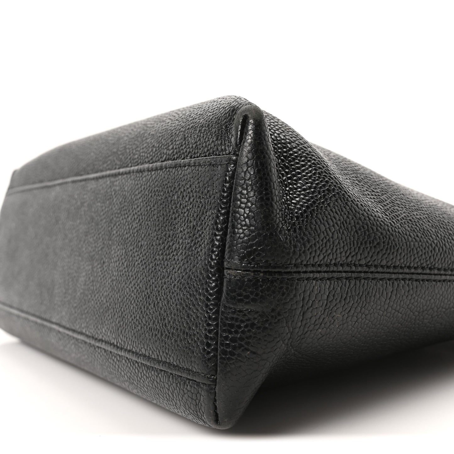 Caviar Embroidered Logo Shoulder Bag Black