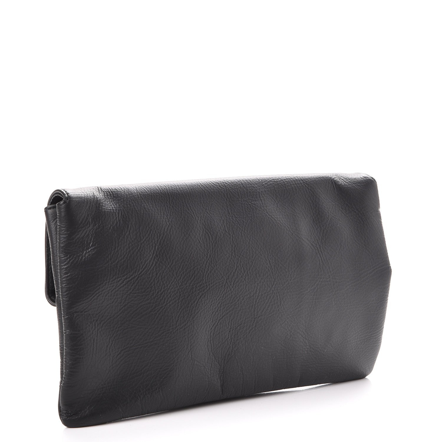 Balenciaga Matte Goatskin Rubber Covered Classic Hardware Envelope Clutch Black 3 of 7