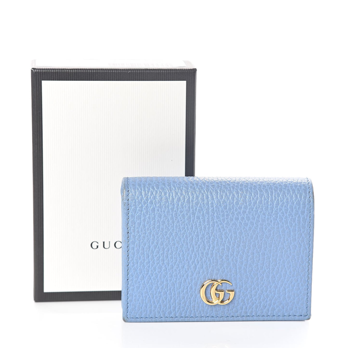 Dollar Calfskin GG Marmont Card Case Clear Sky Blue
