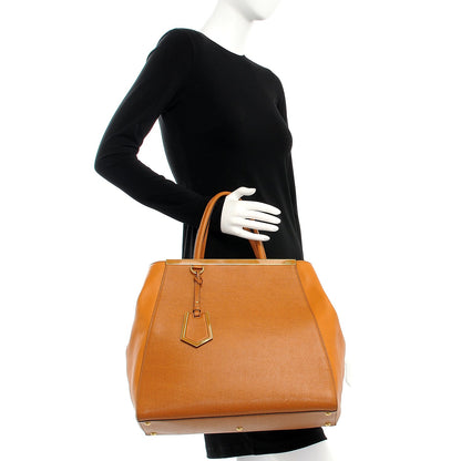 Fendi Vitello Elite Flamingo Large 2Jours Tote Curry 2 of 10