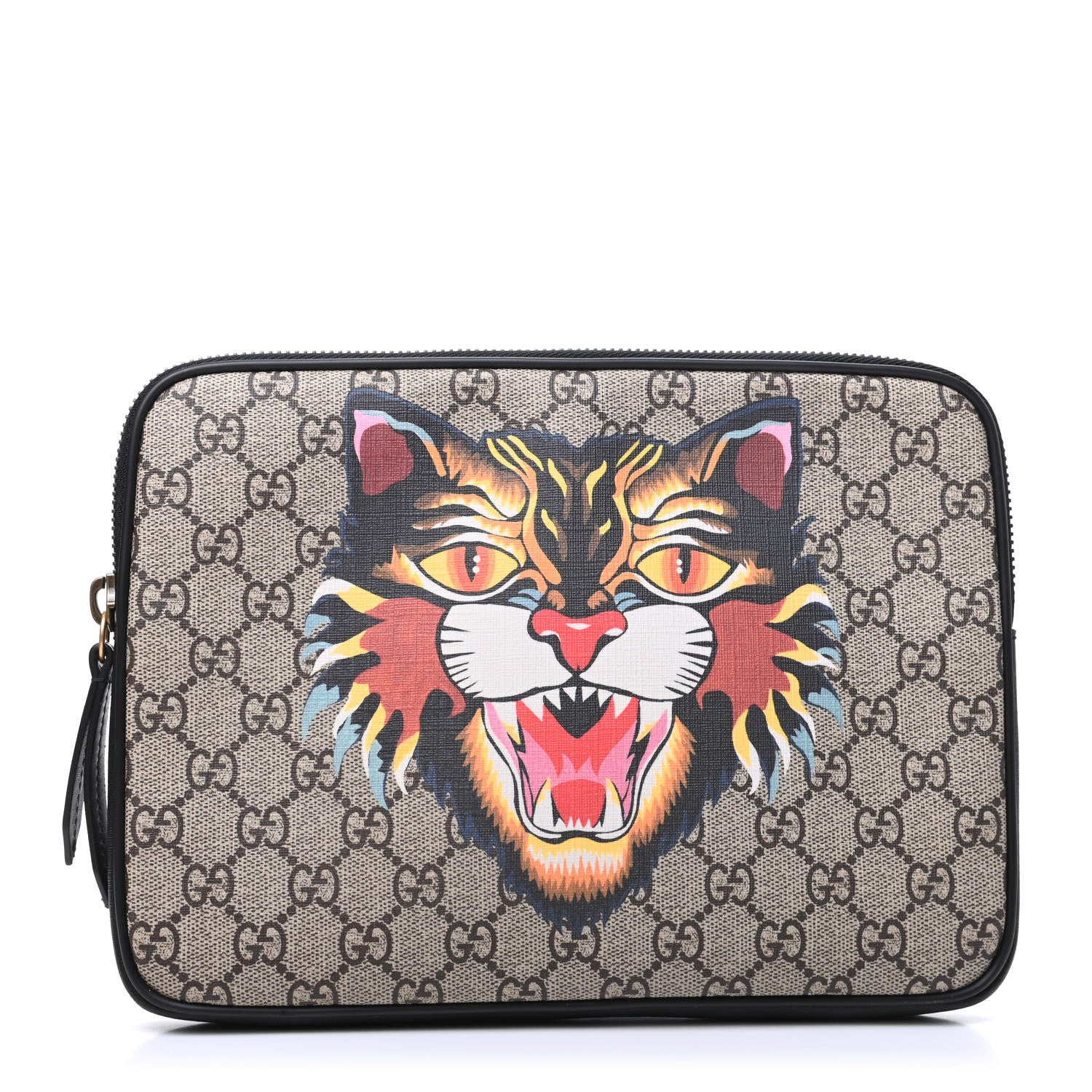 Gucci GG Supreme Monogram Angry Cat Zip Tablet Case 1 of 9