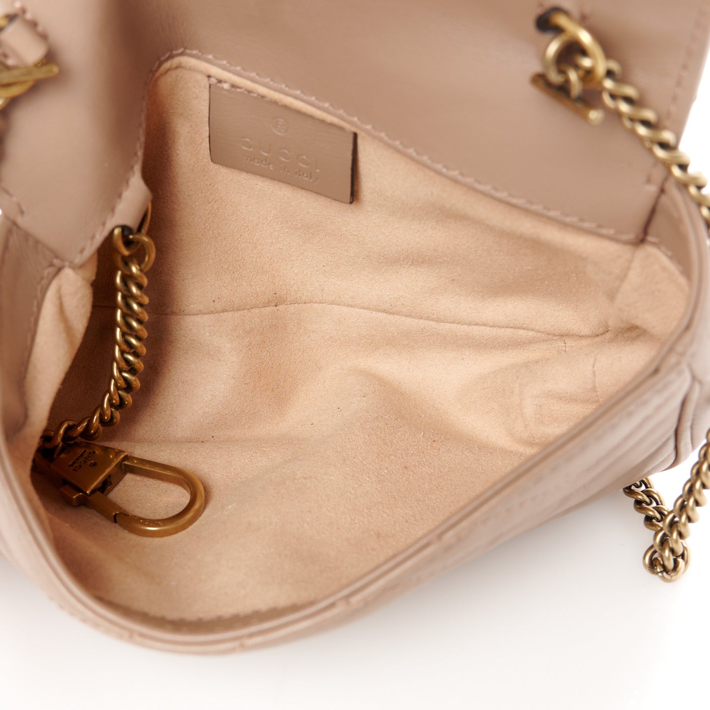 Calfskin Matelasse Super Mini GG Marmont Shoulder Bag Porcelain Rose
