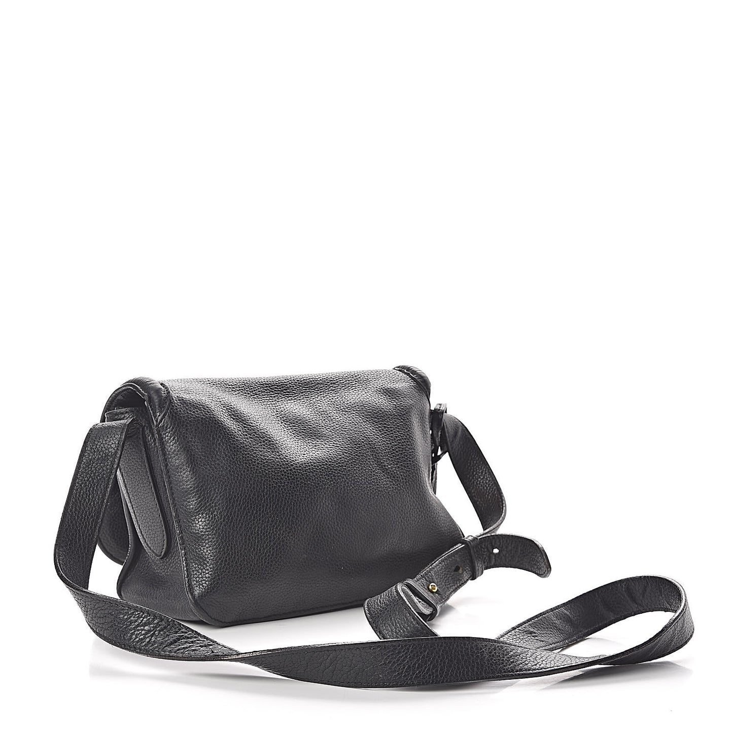 Grained Calfskin Padlock Crossbody Bag Black