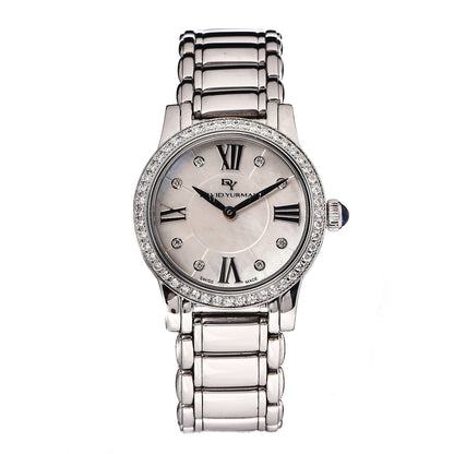 David Yurman Stainless Steel Diamond Bezel Mother of Pearl 30mm Classic Quartz Watch 1 of 8