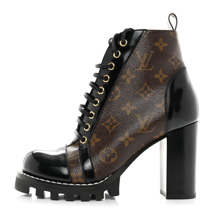 Louis Vuitton Patent Calfskin Monogram Star Trail Ankle Boots 38 Black 1 of 9