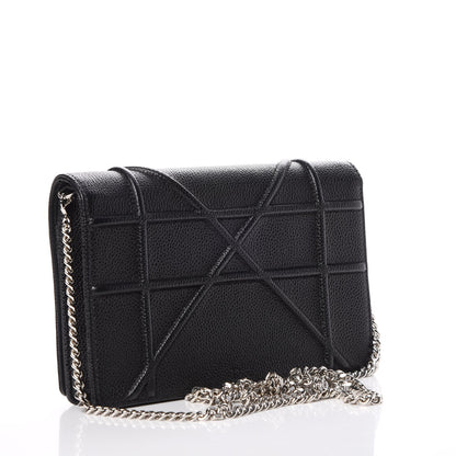 Christian Dior Grained Calfskin Diorama Wallet on Chain Pouch Black 3 of 9