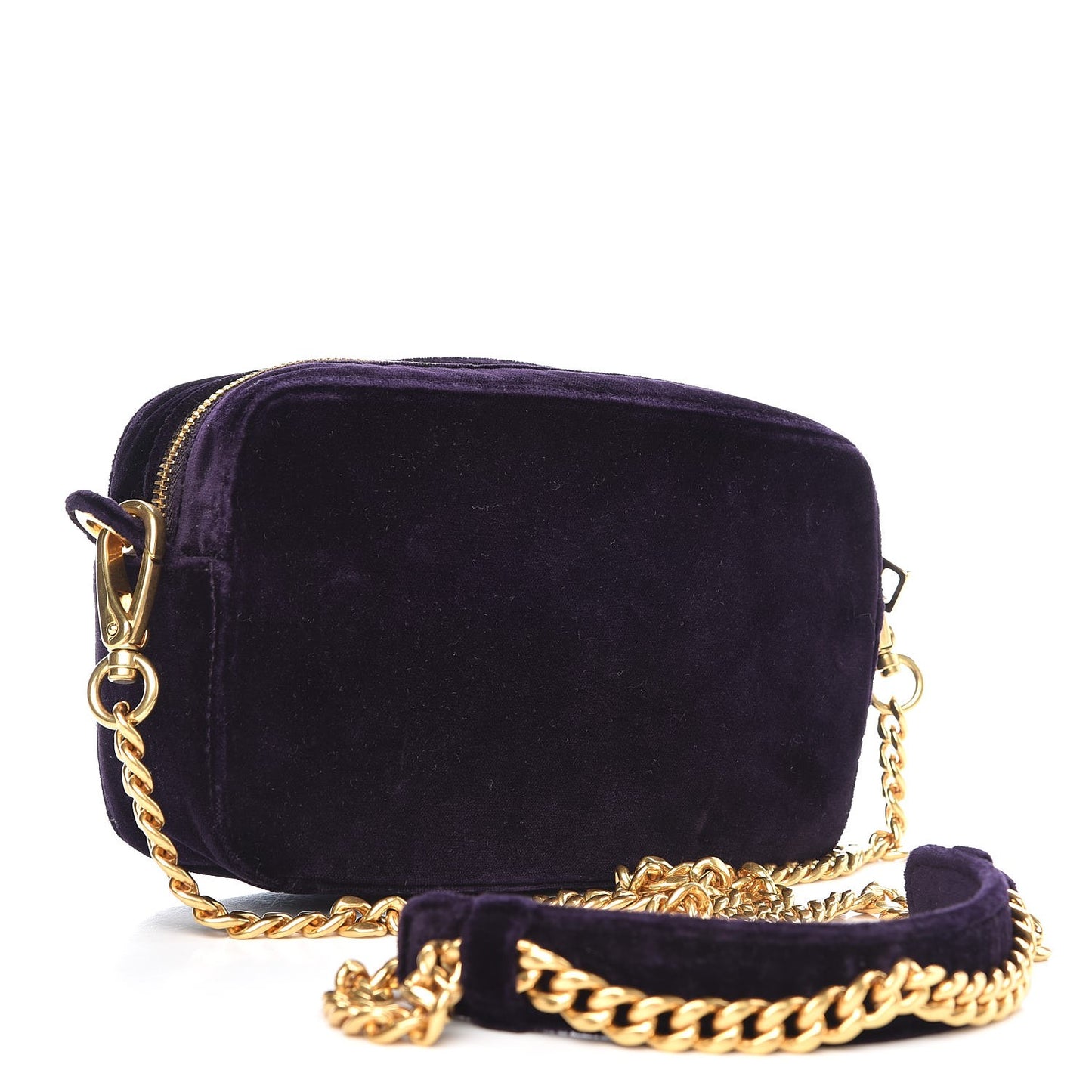 Velluto Zip Top Chain Shoulder Bag Prugna